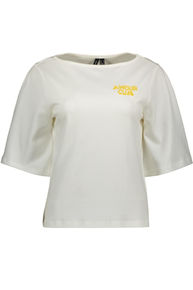 VMLESLEY 2/4 O-NECK T-SHIRT JRS EXP 10340952 Bright White/AMOUR CLUB YELLOW
